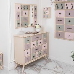 Комод Пандора - 2 с 4 ящиками и 2 полками Айвори Акварель