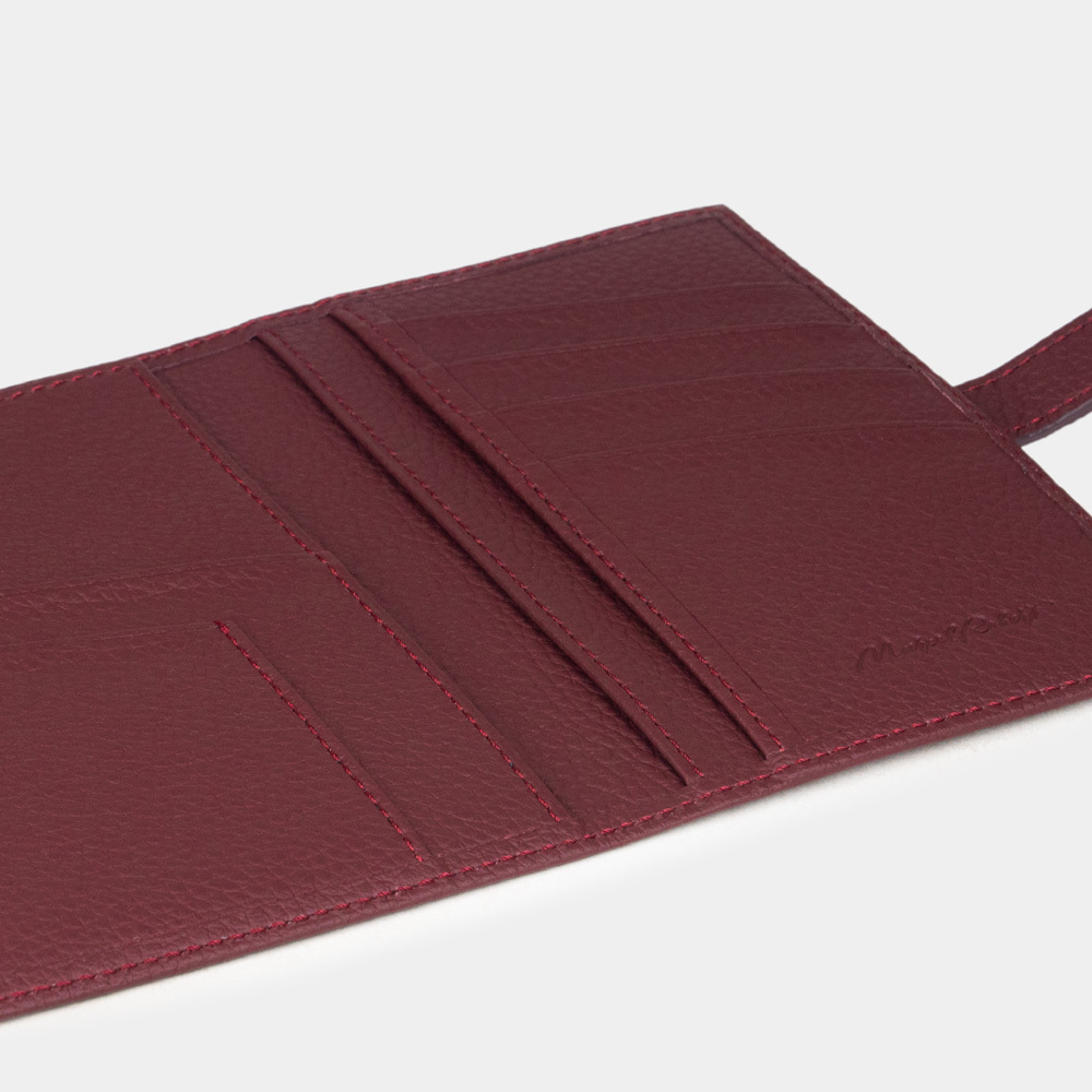 Обложка для паспорта и автодокументов из натуральной кожи теленка, бордового цвета