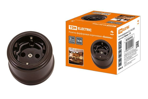 Розетка 1 -м ОУ с с/з ТДМ РЕТРО в ассортименте