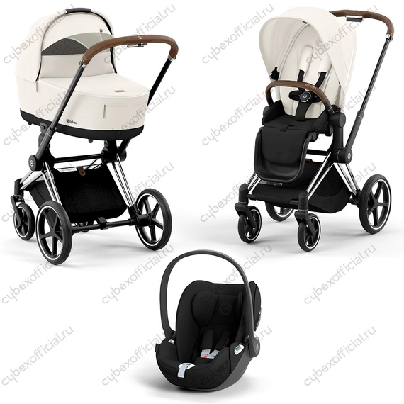 Детская коляска Cybex Priam IV 3 в 1 Off White шасси Chrome