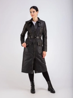 Пальто из натуральной кожи и ткани