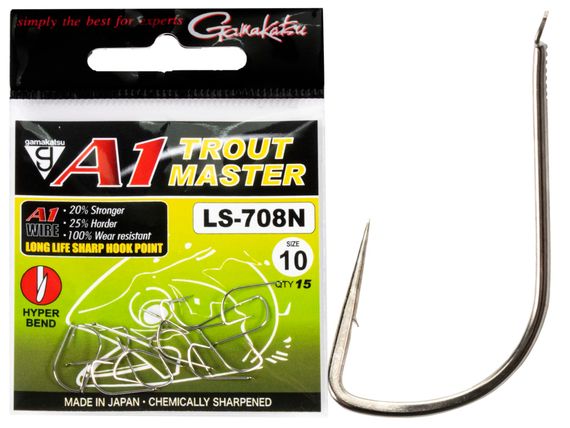 Крючки Gamakatsu TM A1 LS-708N HOOKS NICKEL разм. 10 15шт.