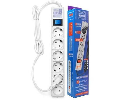 Power Cube (КУБ) сет. удл.-фильтр ПВС 3х1 6 роз. (5+1) 5 м 16А БЕЛЫЙ (РФ) SPG(5+1)-16B-5М