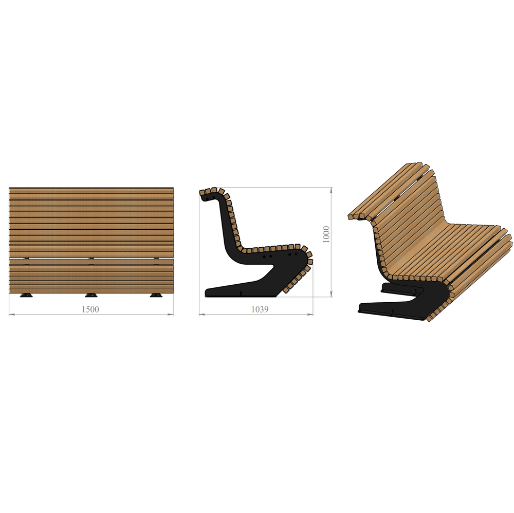 Скамья парковая PO-1501, 1501*1039*1000 мм.