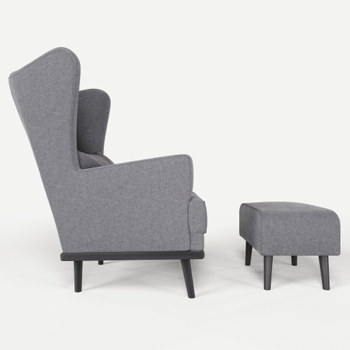 Комплект кресла и пуфа Фантазёр рогожка D-5 (Тёмно-серый) на высоких ножках, для отдыха и чтения книг. В гостиную, балкон, спальню и переговорную комнату.