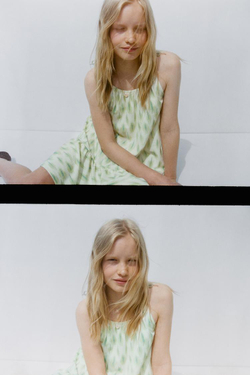 ZARA ПЛАТЬЕ С ПРИНТОМ, ЗЕЛЕНЫЙ