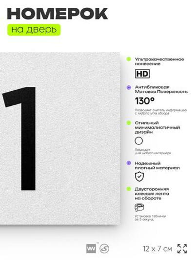 Табличка с номером 51 на дверь квартиры, для офиса, кабинета, аудитории, склада, белая 120х70 мм, Айдентика Технолоджи