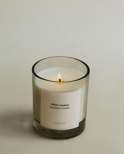 Zara Home Свеча ароматическая White Jasmine 200 г, растительный воск, аромат цветочный, Розовый