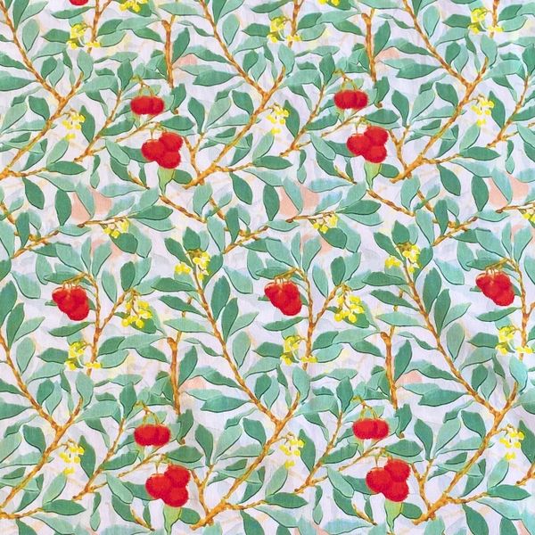 ЯГОДЫ НА СВЕТЛОМ В СТИЛЕ У. МОРРИСА, 100% хлопок Handmade Fabrics 1