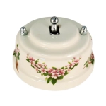 Тумблерный ретро выключатель фарфоровый розовые цветы Leanza Fiori Rosa ВР1Р / 1 Группа света, проходной
