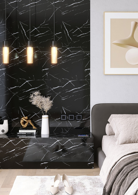 Листовая панель ПВХ "Гибкий мрамор" DESIGN MODERN, Неро (глянец)