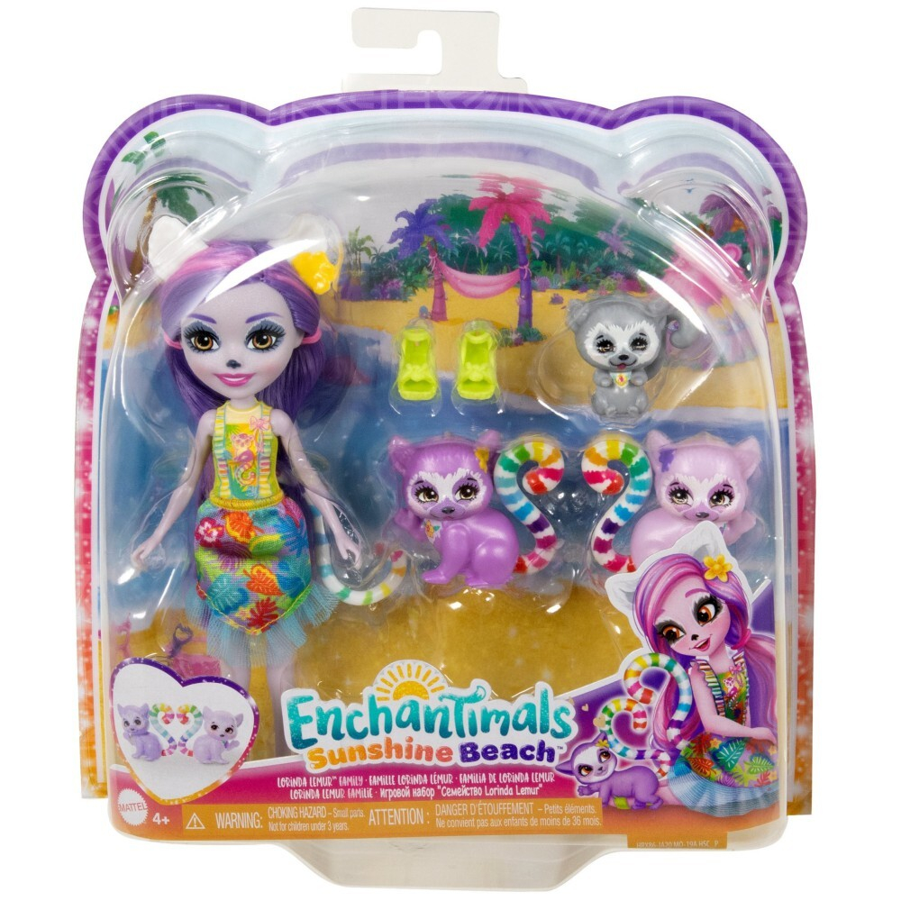 EnchanTimals - Кукла лемура Лоринда + набор "Семья животных лемуров" HRX86 / артикул   GJX43 HRX86  / GTIN 194735188215