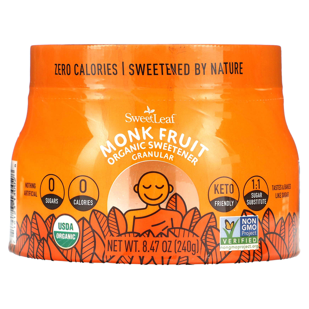 SweetLeaf Stevia, Монах, органический подсластитель, гранулированный, 240 г (8,47 унции)