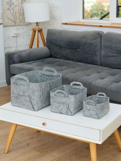 Корзина органайзер для хранения игрушек и мелочей из Войлока набор 3 шт размеров S,M,L кофр коробка для хранения вещей