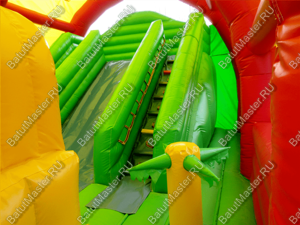 Надувной батут "Страна Сафария-2" с крышей и высокими горками 13*7*6 м