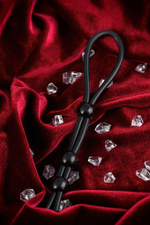 Лассо на пенис A-toys с тремя бусинами черное 19,5 см