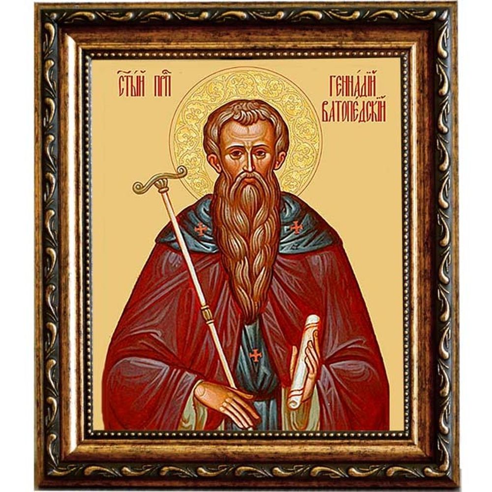 Геннадий Ватопедский Святой Преподобный. Икона на холсте.