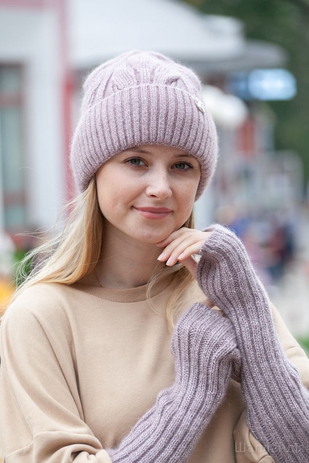 52bo12 Шапка с отворотом Катта (Олива/золото / 56-59 / Пантера / 30х30х6 / 0.3 / Трикотаж)