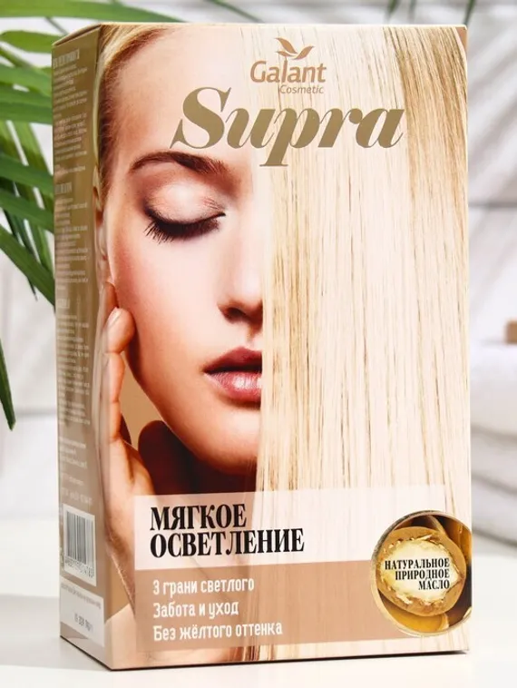 Мягкое осветление Supra с натуральным маслом, экстрактом белого льна, витаминами A, E, F