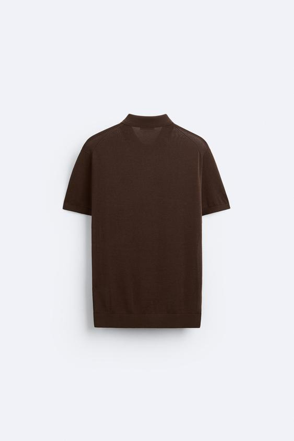 ZARA ТРИКОТАЖНОЕ ПОЛО ИЗ ХЛОПКА И ШЕЛКА, КОРИЧНЕВЫЙ