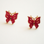 Серьги-гвоздики набор из 3-х пар. Красная бабочка