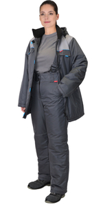 Костюм "ФАВОРИТ" женский зимний, куртка, брюки т.серый со св.серым и голубым