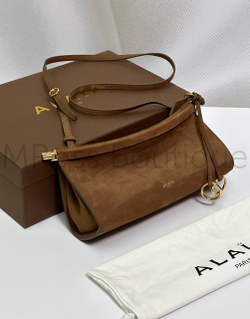 Женская сумка Alaia Le Click East West коричневого цвета замшевая
