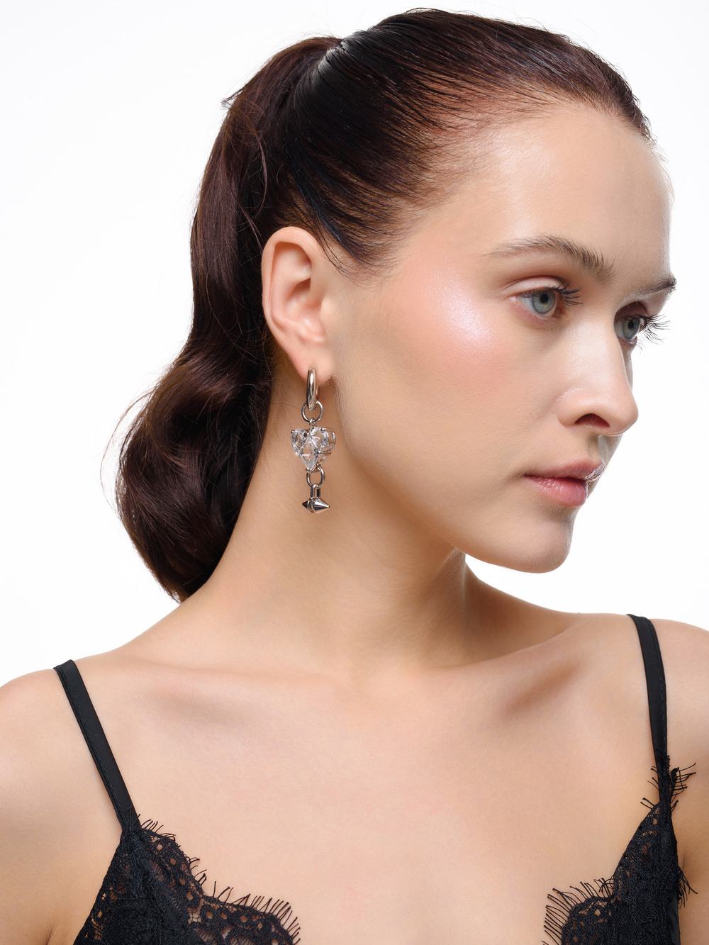 Серьги "Black and White big soul thorn" Silver