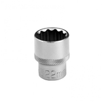 Головка торцевая, 22 мм, двенадцатигранная, CrV, под квадрат 1/2, хромированная Stels