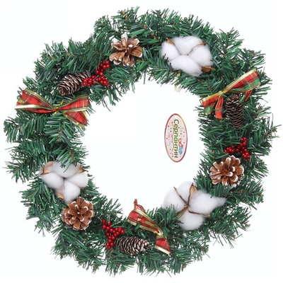 Венок хвойный новогодний «Праздничная радость» 30 см, красный