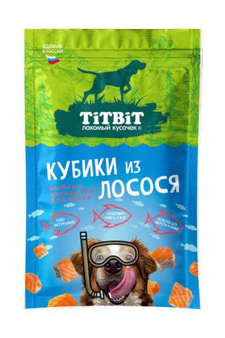 Titbit лакомство для собак Кубики из лосося лакомство для собак 80 г