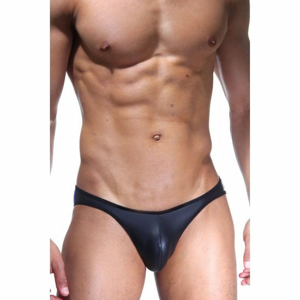 Мужские трусы слипы черно-зеленые под кожу Cosmos Colors DS10BG