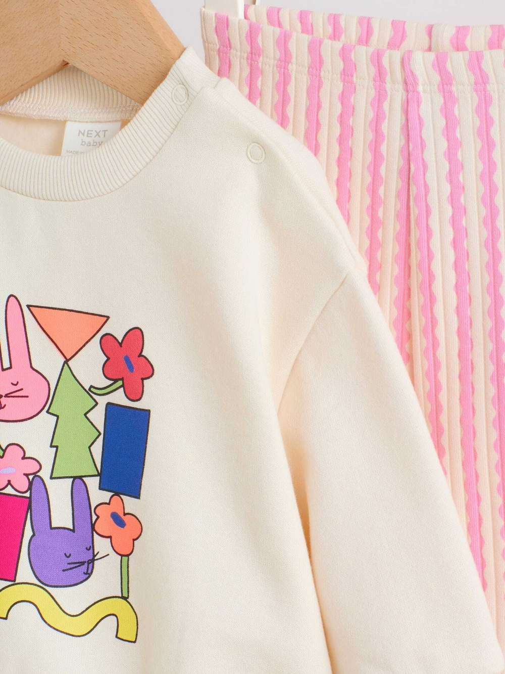 Толстовка и легинсы в комплекте для малышей Next W76-817, Молочный, Розовый