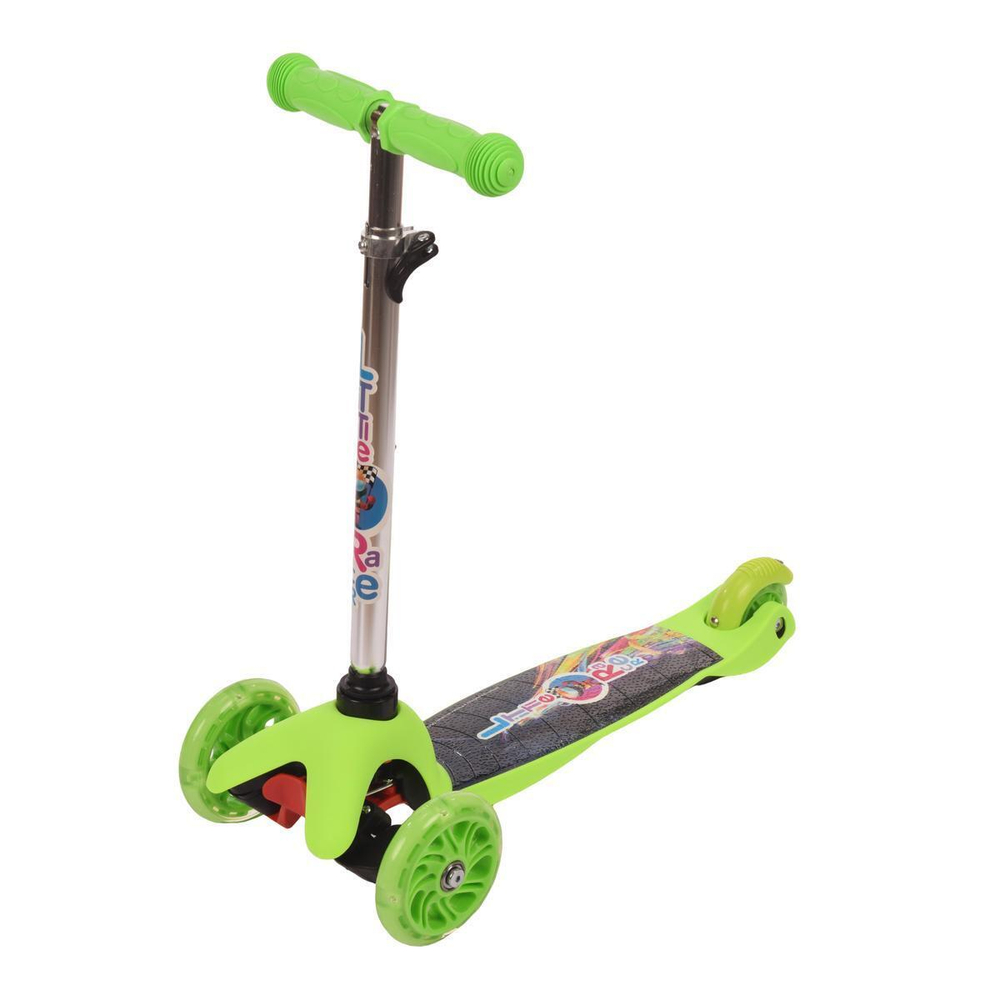 Самокат 3х кол. красный, 55см, макс.высота ручки 62см. колеса PU свет, макс.вес 45кг.