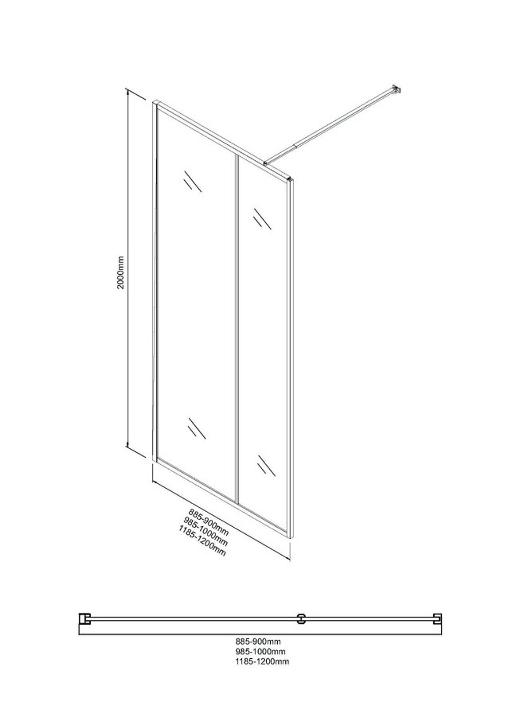 Душевая перегородка Niagara Nova NG-481-90FBLACK (90х200) черный матовый,стекло рифленое/тонированное,1 место