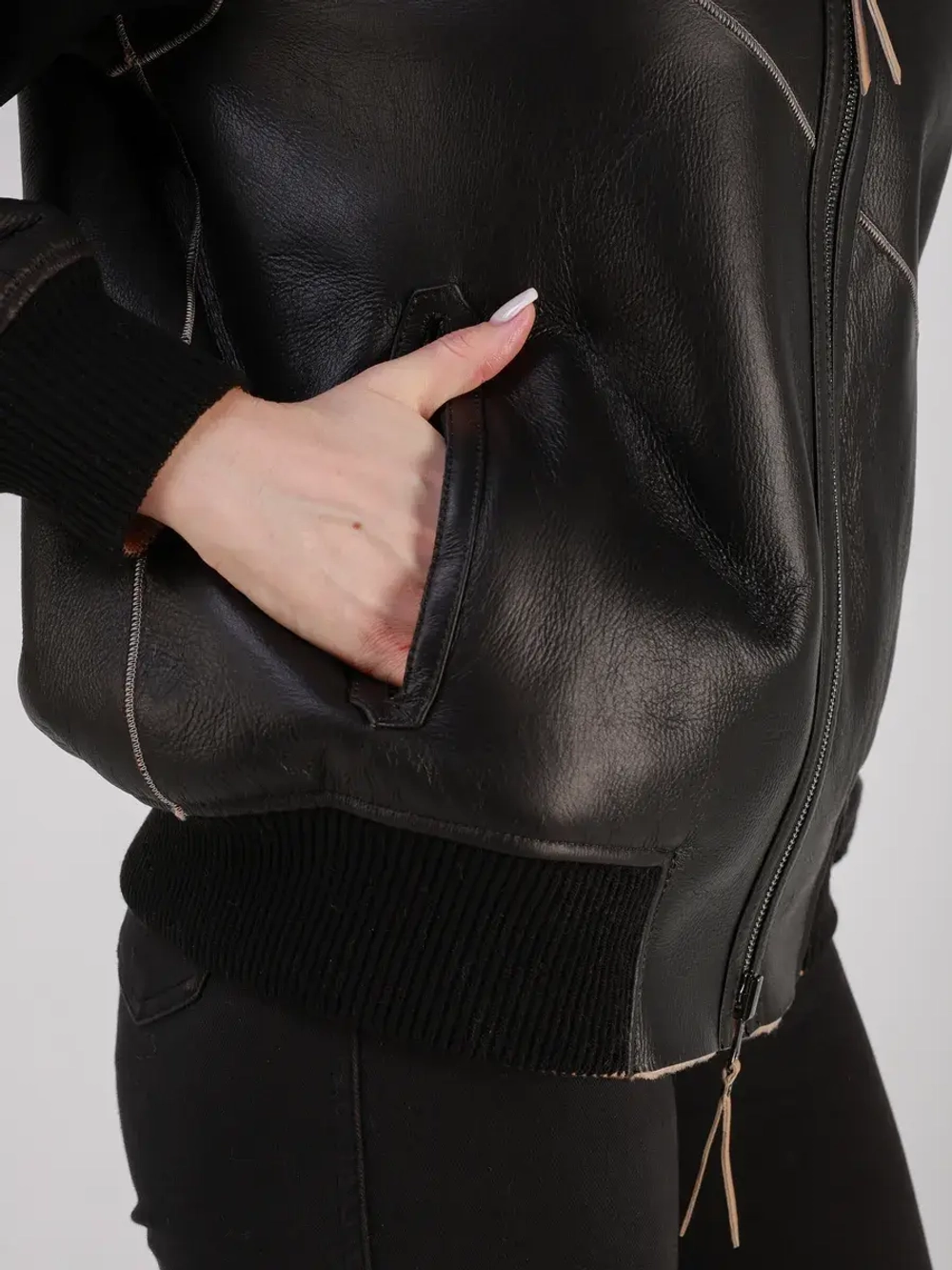 Двусторонняя дубленка зимняя шуба натуральная с капюшоном