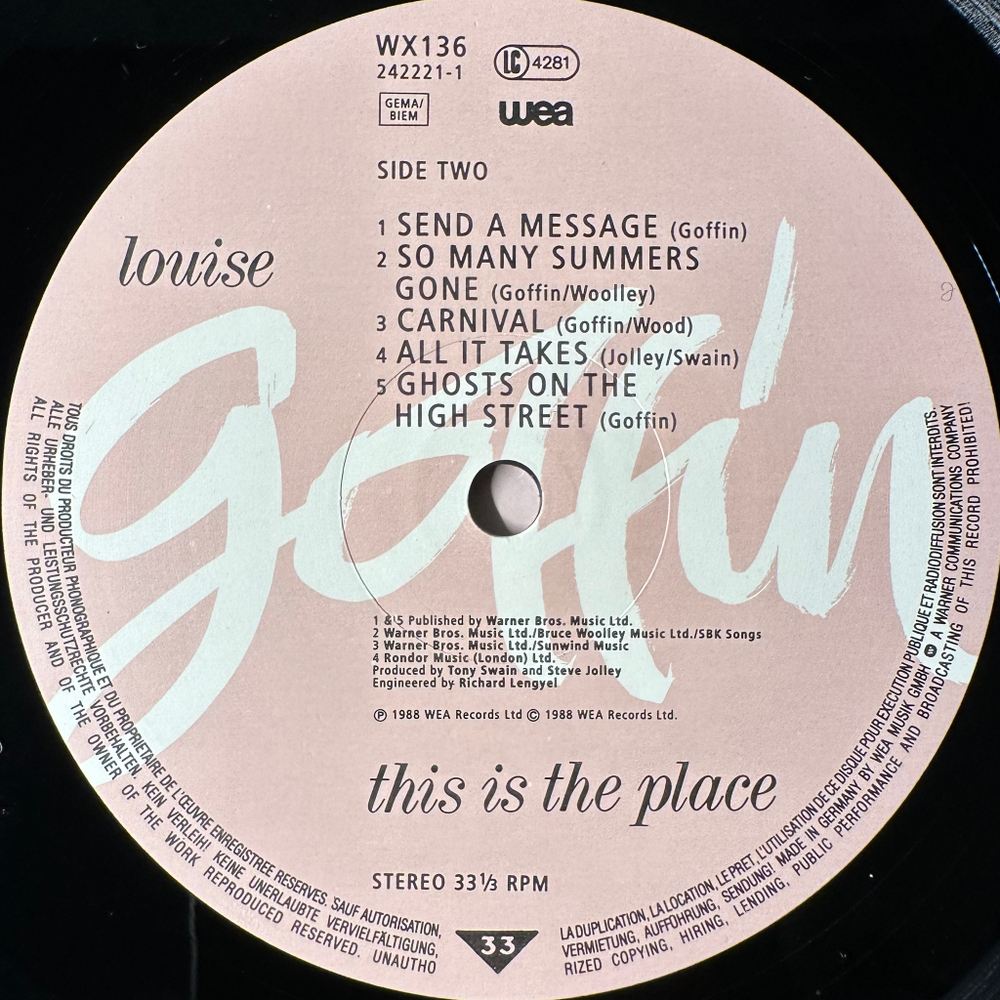 Louise Goffin ‎– This Is The Place (Германия 1988г.)