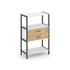 Shelf System Односекционный стеллаж трехярусный с ящиками SN.STM-312 Белый/Тиквуд Светлый/Металл Ант