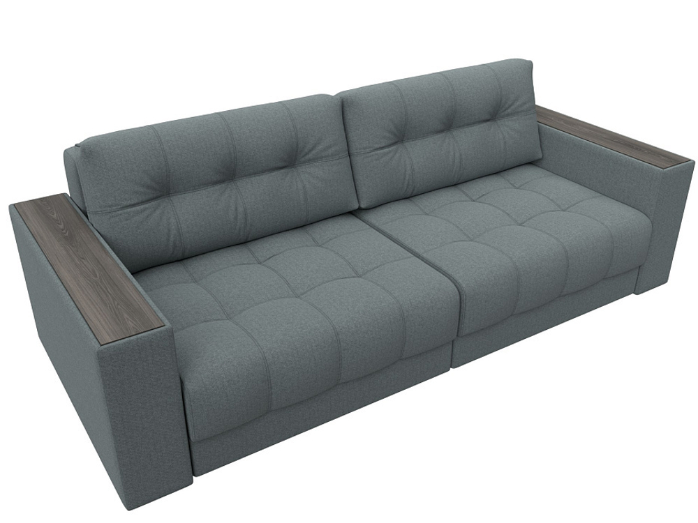 Диван прямой с декором Лига-049 НПБ, Амур 07 РОГОЖКА серый