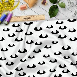 Ткань оксфорд 600 чёрные глаза на белом фоне