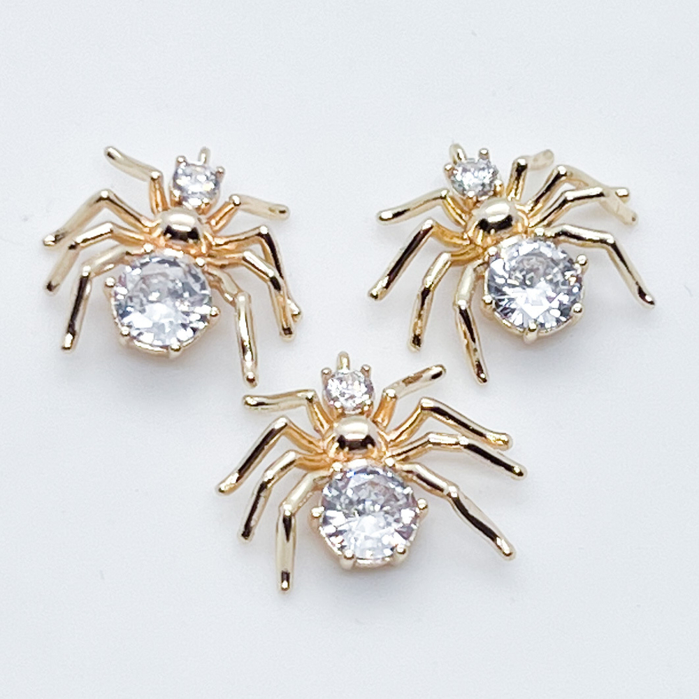 Подвеска Паук, цвет золото, фианиты, размер 13*15 мм, цена за 1 шт