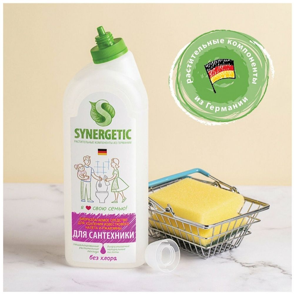 Средство для удаления ржавчины и известкового налета 1 л SYNERGETIC, биоразлагаемое, гель, 104100