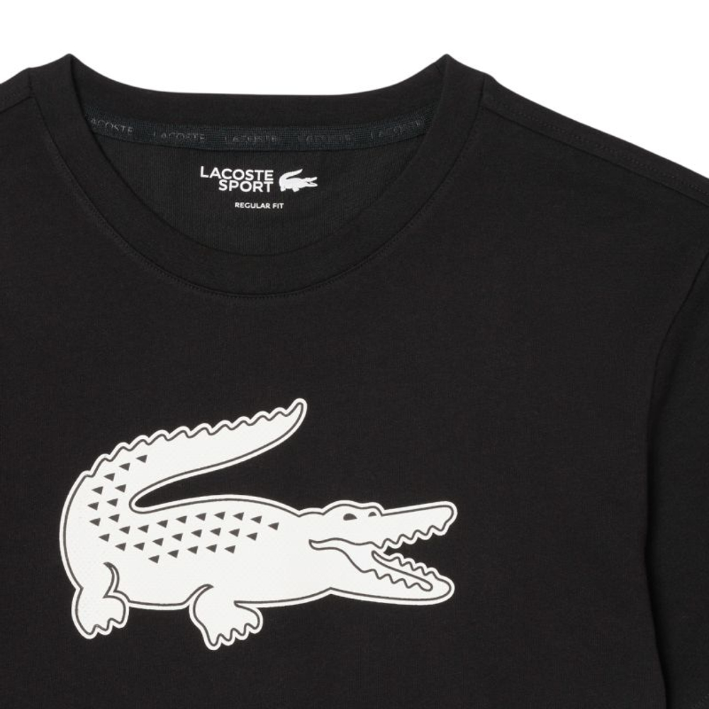 Мужская теннисная футболка Lacoste Ultra Dry 3D Print Crocodile - black/white