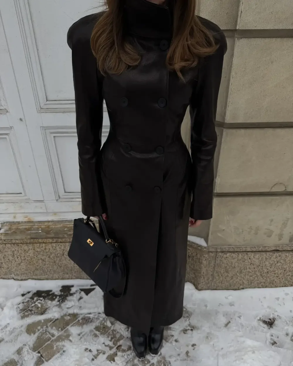 Кожаный тренч, Черный