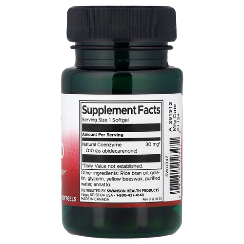 Swanson Vitamins, коэнзимQ10, 30 мг, 60 мягких таблеток