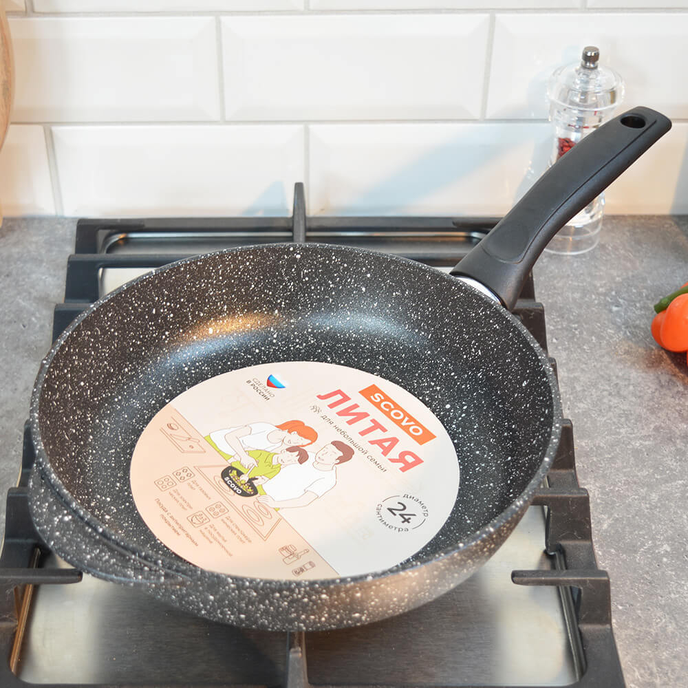 Сковорода 24см "ScovO Литая" б/кр