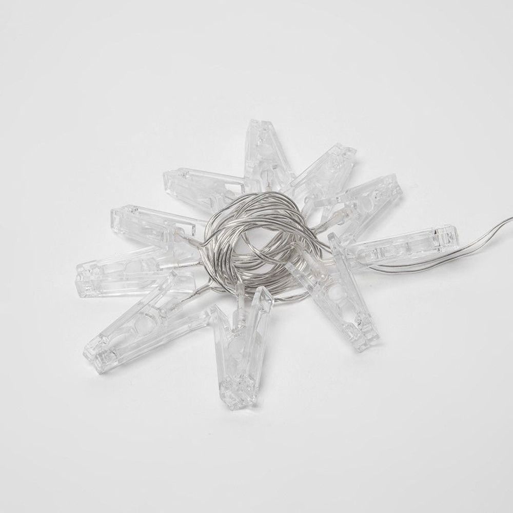 ULD-S0200-010-STB-2AA WARM WHITE IP20 CLIPS Гирлянда светодиодная на батарейках 2AA не в-к. Прищепки. 2м. 10 светодиодов. Теплый белый свет. Провод прозрачный. TM Uniel.