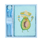 Блокнот детский Basir, с ручкой, формат А5, серия "Авокадо", переплет с мехом, 19.5*13.5 см, 64 листа, 4 цвета ассорти