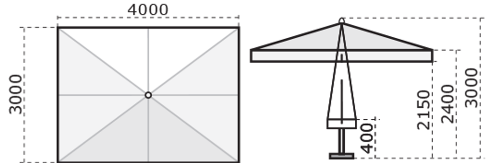 Зонт профессиональный 3х4 м Scolaro Rimini Standard, белый, серо-коричневый