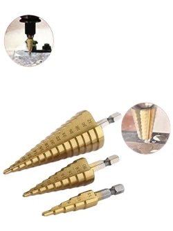 Сверло ступенчатое по металлу 3 шт, для отверстий от 4-32 мм